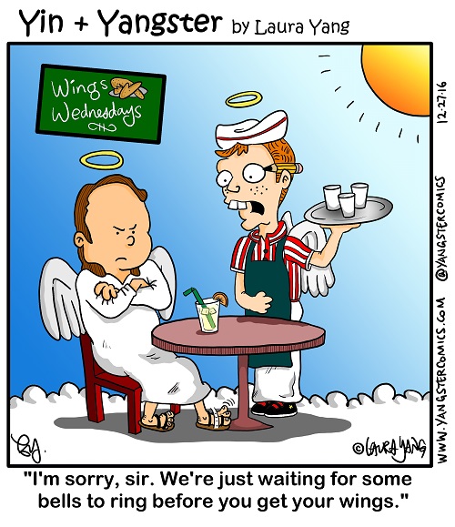 angel gets wings server waiter restaurant heaven cartoon webcomic